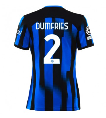 Inter Milan Denzel Dumfries #2 Replika Hjemmebanetrøje Dame 2023-24 Kortærmet